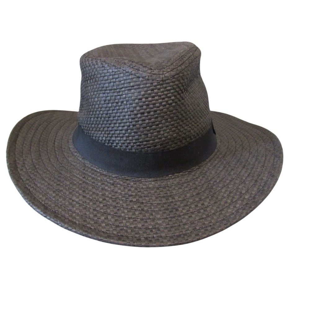 August Hat Company Brown Fedora Straw Hat Black Band Retro One Size Classic - Picture 2 of 8
